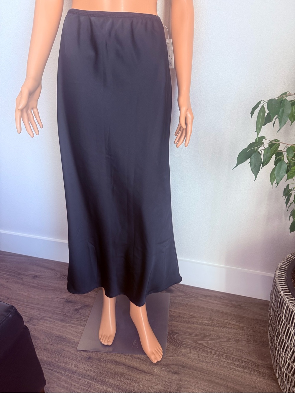 a new day Black Satin Maxi Slip Skirt